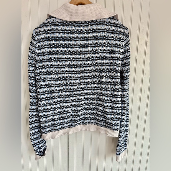 Truth By Republic Quiet Luxury Knit Cardigan XS Blue with Cream Trim - Picture 6 of 6